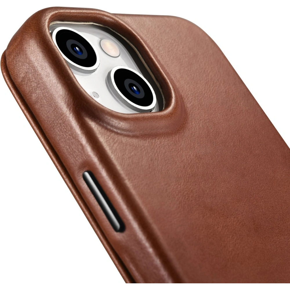 Wholesale iCarer CE Oil Wax Premium Leather Folio MagSafe Apple iPhone 14 Plus / 15 Plus brown - ICR390 - {ean13} - Hurt