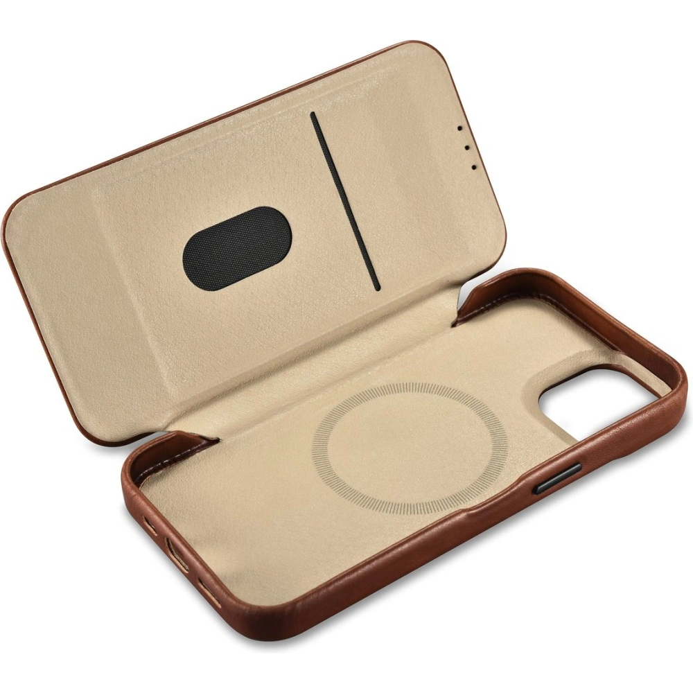 Wholesale iCarer CE Oil Wax Premium Leather Folio MagSafe Apple iPhone 14 Plus / 15 Plus brown - ICR390 - {ean13} - Hurt