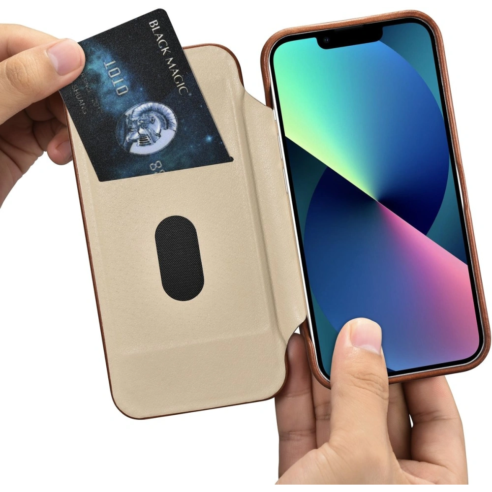 Hurtownia GSM - Case iCarer CE Oil Wax Premium Leder Folio MagSafe Apple iPhone 14 Plus / 15 Plus braun - ICR390 - {ean13} - Hurt
