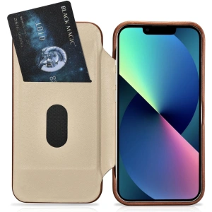 Hurtownia GSM - Etui iCarer CE Oil Wax Premium Leather Folio MagSafe Apple iPhone 14 Plus / 15 Plus brązowy - ICR390 - {ean13} - Hurt