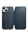 iCarer CE Oil Wax Premium Leather Folio MagSafe Apple iPhone 14 Plus / 15 Plus blue