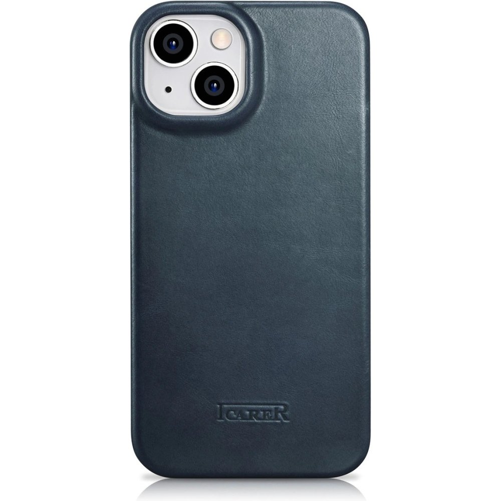Wholesale iCarer CE Oil Wax Premium Leather Folio MagSafe Apple iPhone 14 Plus / 15 Plus blue - ICR391 - {ean13} - Hurt