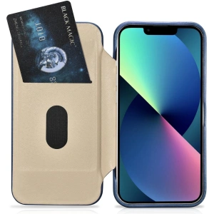 Wholesale iCarer CE Oil Wax Premium Leather Folio MagSafe Apple iPhone 14 Plus / 15 Plus blue - ICR391 - {ean13} - Hurt