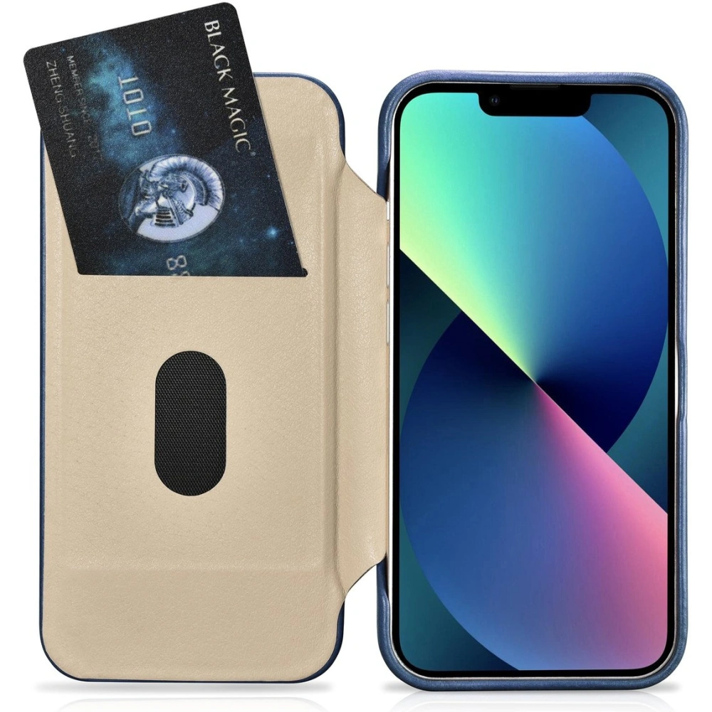 Hurtownia GSM - Etui iCarer CE Oil Wax Premium Leather Folio MagSafe Apple iPhone 14 Plus / 15 Plus niebieski - ICR391 - {ean13} - Hurt