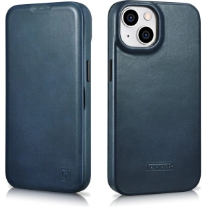 Wholesale iCarer CE Oil Wax Premium Leather Folio MagSafe Apple iPhone 14 Plus / 15 Plus blue - ICR391 - {ean13} - Hurt