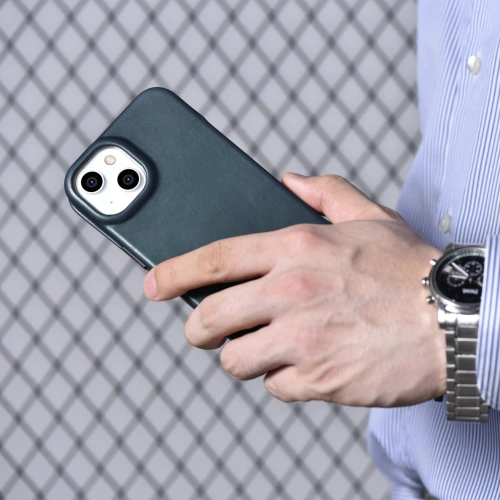 Etui iCarer CE Oil Wax Premium Leather Folio MagSafe Apple iPhone 14 Plus / 15 Plus niebieski