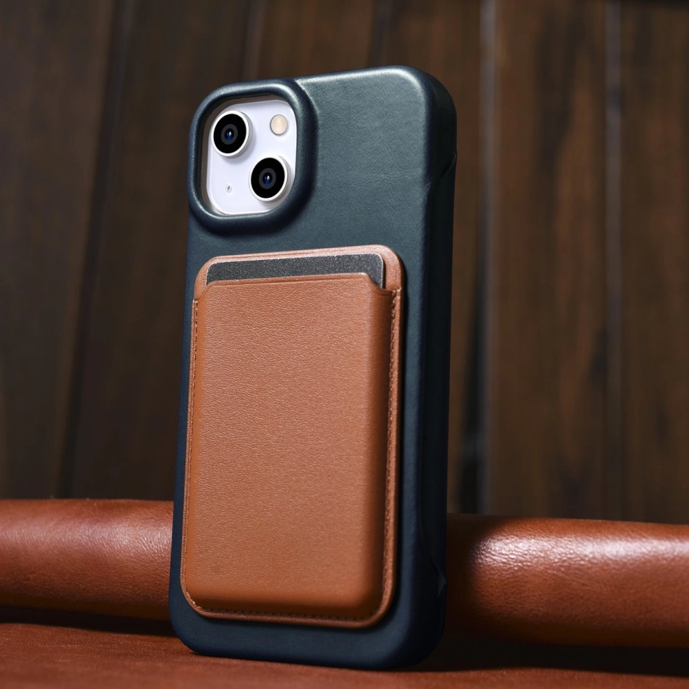 Wholesale iCarer CE Oil Wax Premium Leather Folio MagSafe Apple iPhone 14 Plus / 15 Plus blue - ICR391 - {ean13} - Hurt