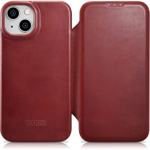 Wholesale iCarer CE Oil Wax Premium Leather Folio MagSafe Apple iPhone 14 Plus / 15 Plus red - ICR392 - {ean13} - Hurt