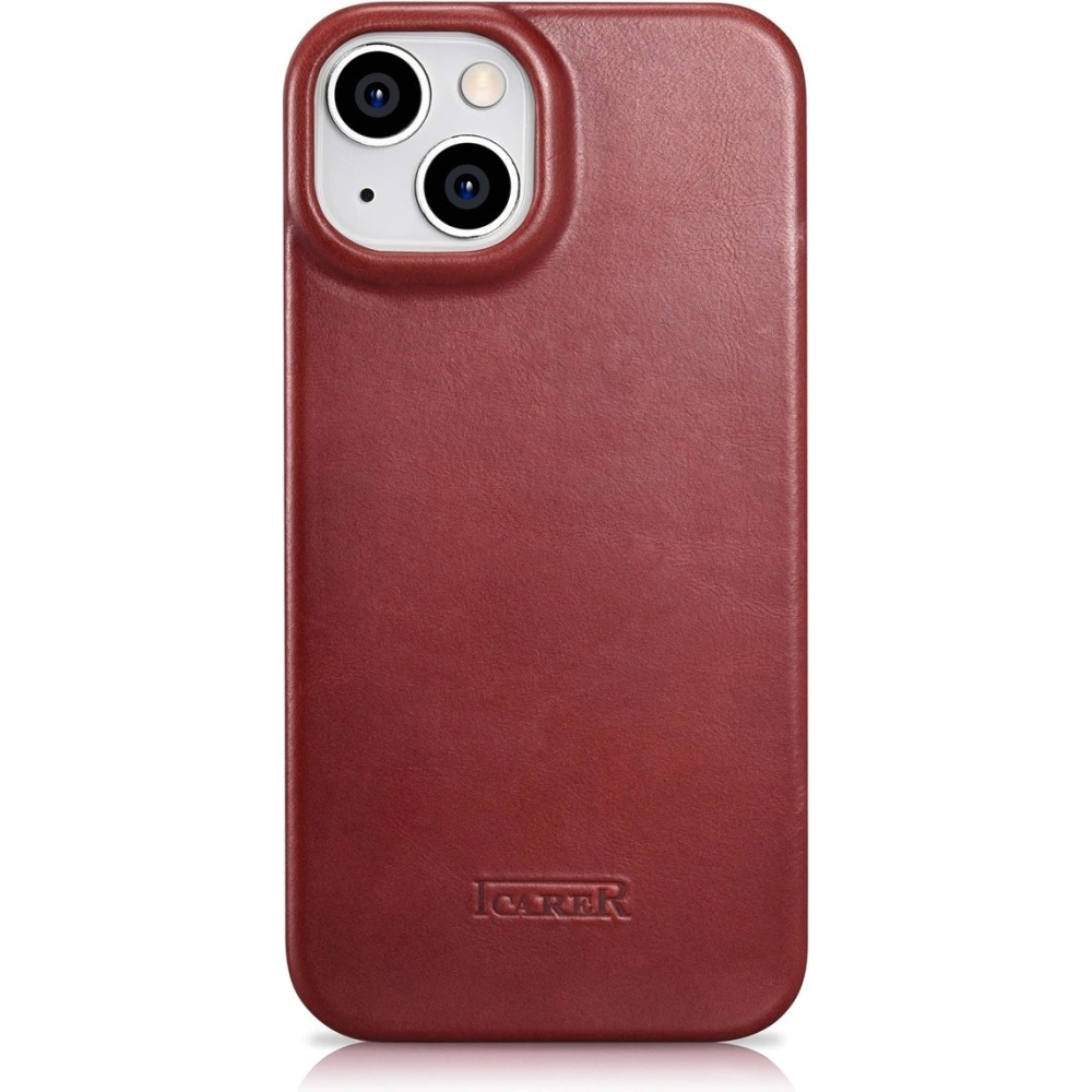 Wholesale iCarer CE Oil Wax Premium Leather Folio MagSafe Apple iPhone 14 Plus / 15 Plus red - ICR392 - {ean13} - Hurt