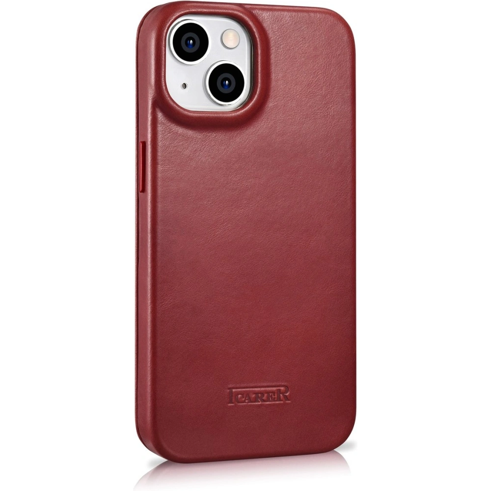 Wholesale iCarer CE Oil Wax Premium Leather Folio MagSafe Apple iPhone 14 Plus / 15 Plus red - ICR392 - {ean13} - Hurt