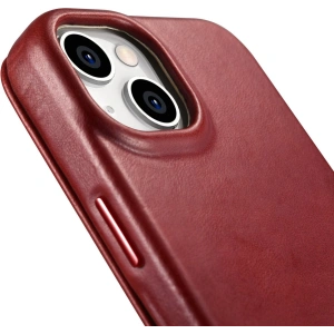 Wholesale iCarer CE Oil Wax Premium Leather Folio MagSafe Apple iPhone 14 Plus / 15 Plus red - ICR392 - {ean13} - Hurt