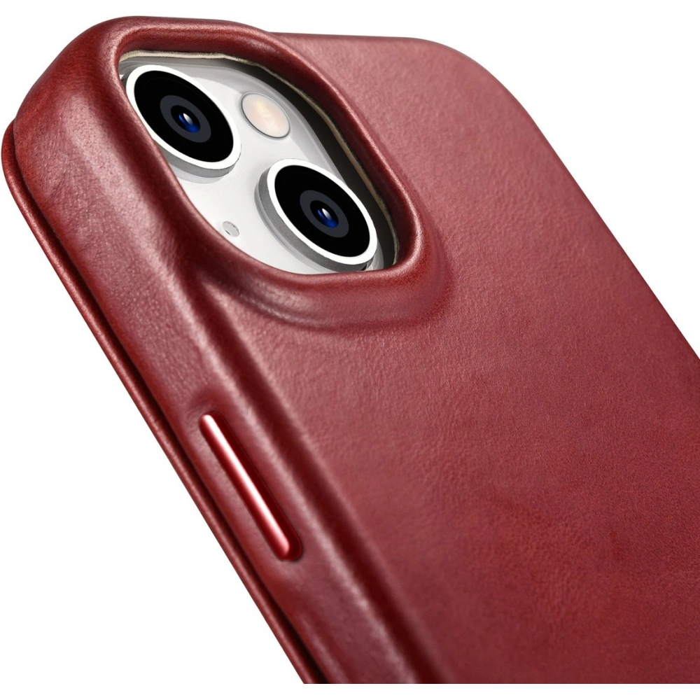 Wholesale iCarer CE Oil Wax Premium Leather Folio MagSafe Apple iPhone 14 Plus / 15 Plus red - ICR392 - {ean13} - Hurt