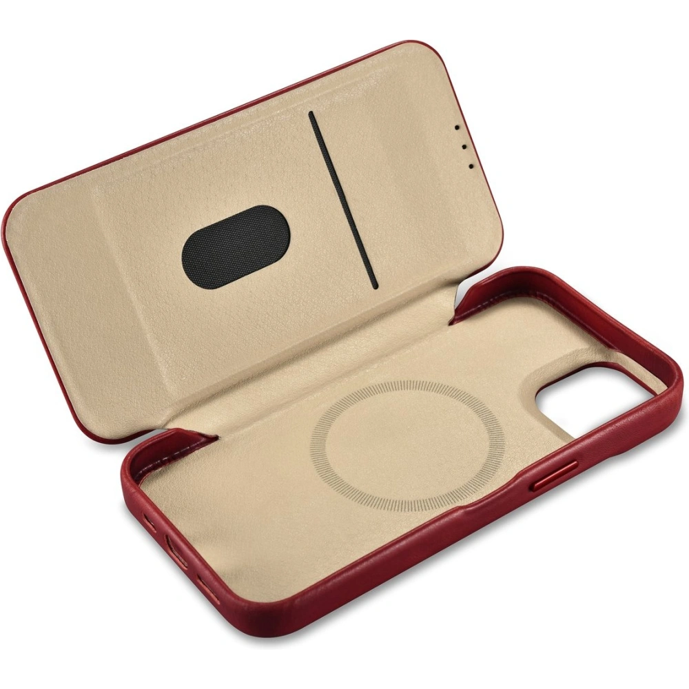 Wholesale iCarer CE Oil Wax Premium Leather Folio MagSafe Apple iPhone 14 Plus / 15 Plus red - ICR392 - {ean13} - Hurt