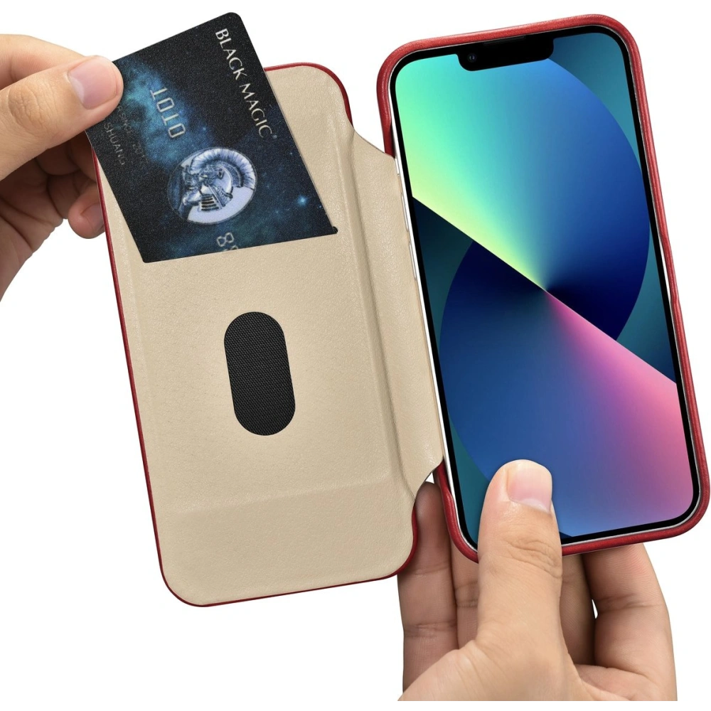 Hurtownia GSM - Etui iCarer CE Oil Wax Premium Leather Folio MagSafe Apple iPhone 14 Plus / 15 Plus červené - ICR392 - {ean13} - Hurt