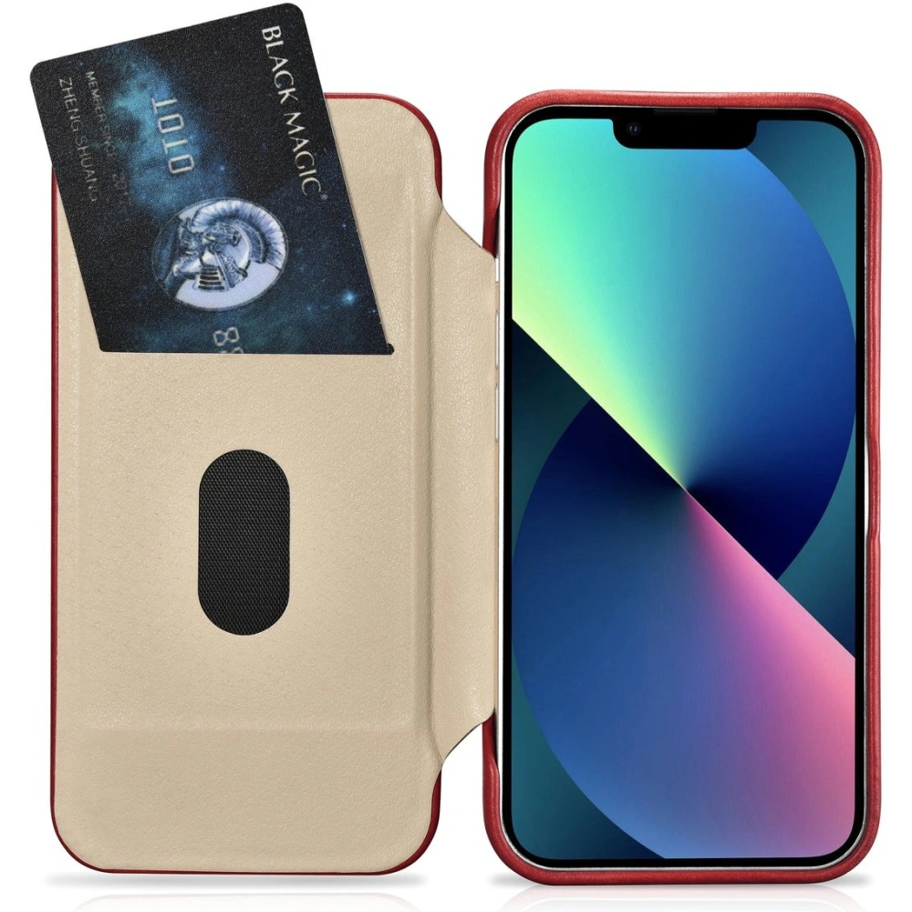 Hurtownia GSM - Etui iCarer CE Oil Wax Premium Leather Folio MagSafe Apple iPhone 14 Plus / 15 Plus červené - ICR392 - {ean13} - Hurt