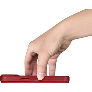 Wholesale iCarer CE Oil Wax Premium Leather Folio MagSafe Apple iPhone 14 Plus / 15 Plus red - ICR392 - {ean13} - Hurt