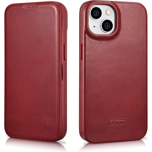 Wholesale iCarer CE Oil Wax Premium Leather Folio MagSafe Apple iPhone 14 Plus / 15 Plus red - ICR392 - {ean13} - Hurt