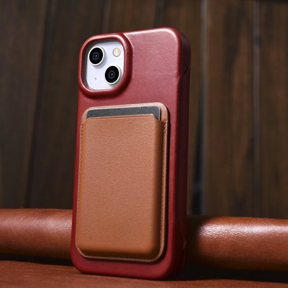 Wholesale iCarer CE Oil Wax Premium Leather Folio MagSafe Apple iPhone 14 Plus / 15 Plus red - ICR392 - {ean13} - Hurt