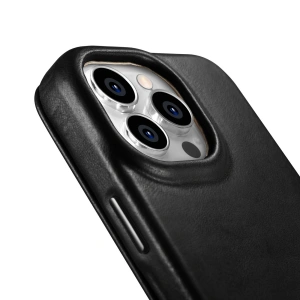 Hurtownia GSM - Etui iCarer CE Olajviasz Prémium Bőrtok MagSafe Apple iPhone 14 Pro Max fekete - ICR393 - {ean13} - Hurt