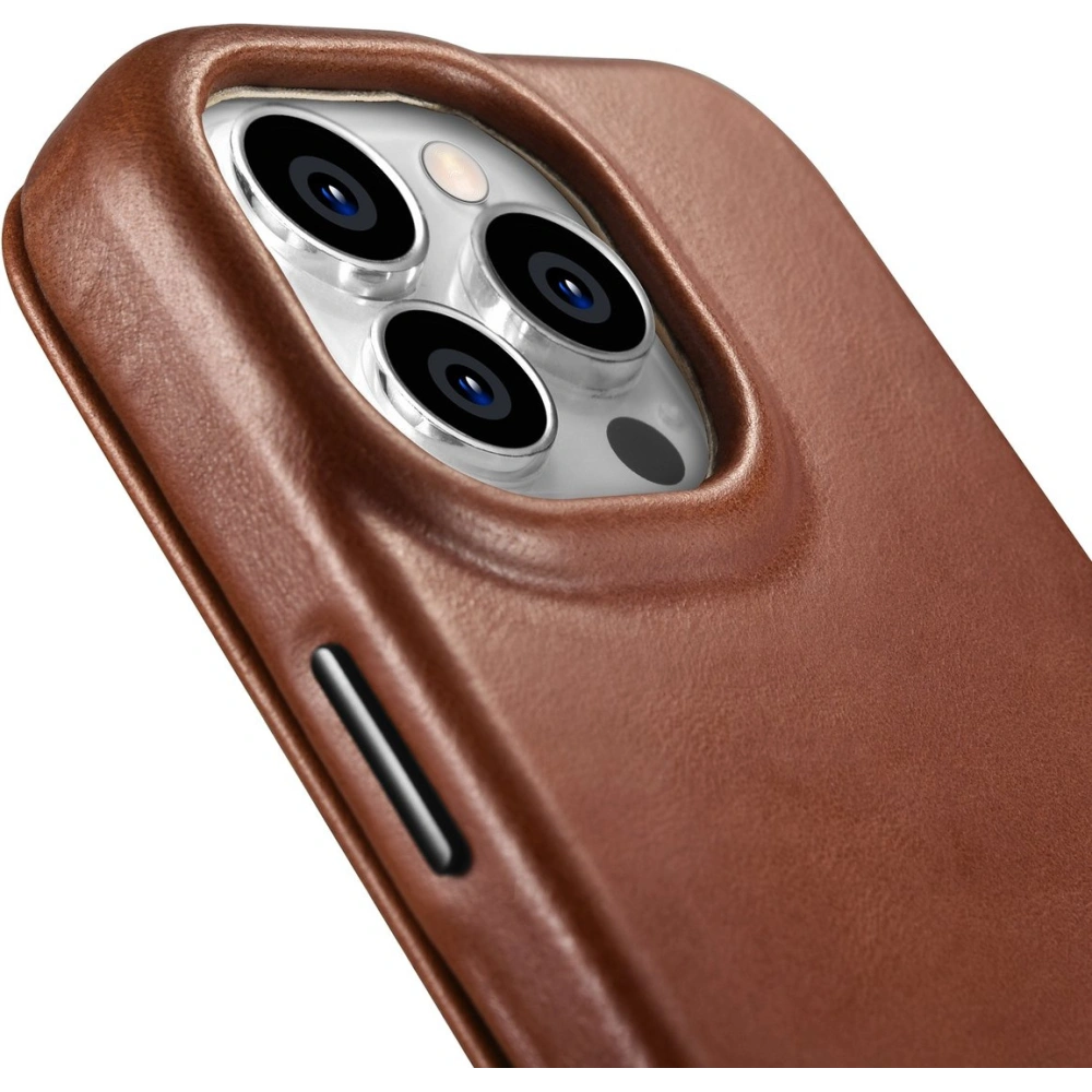 Wholesale iCarer CE Oil Wax Premium Leather Folio MagSafe Apple iPhone 14 Pro Max brown - ICR394 - {ean13} - Hurt