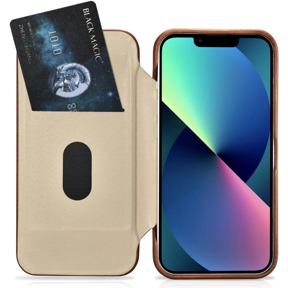 Hurtownia GSM - Etui iCarer CE Oil Wax Premium Leather Folio MagSafe Apple iPhone 14 Pro Max hnědá - ICR394 - {ean13} - Hurt