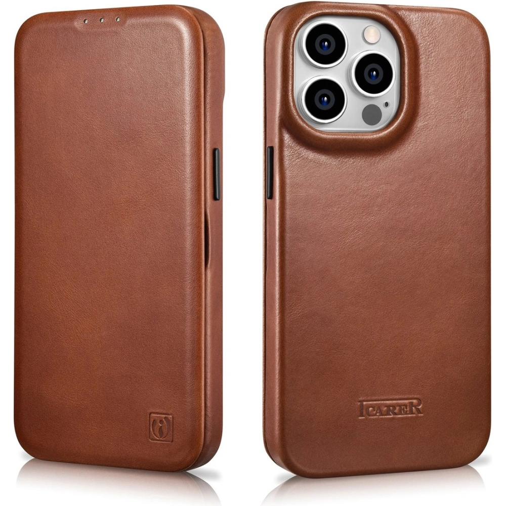 Hurtownia GSM - Etui iCarer CE Oil Wax Premium Leather Folio MagSafe Apple iPhone 14 Pro Max hnědá - ICR394 - {ean13} - Hurt