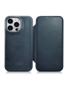 Etui iCarer CE Oil Wax Premium Leather Folio MagSafe Apple iPhone 14 Pro Max modrý