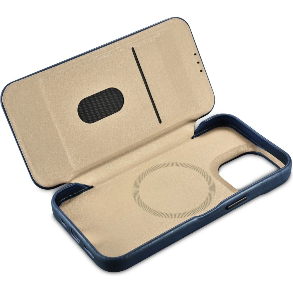 Wholesale iCarer CE Oil Wax Premium Leather Folio MagSafe Apple iPhone 14 Pro Max blue - ICR395 - {ean13} - Hurt