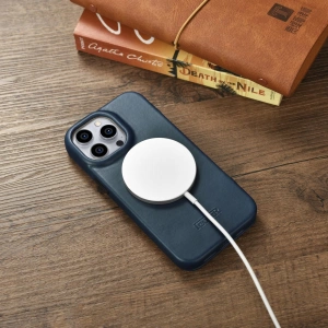 Wholesale iCarer CE Oil Wax Premium Leather Folio MagSafe Apple iPhone 14 Pro Max blue - ICR395 - {ean13} - Hurt