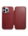 Case iCarer CE Oil Wax Premium Leder Folio MagSafe Apple iPhone 14 Pro Max rot
