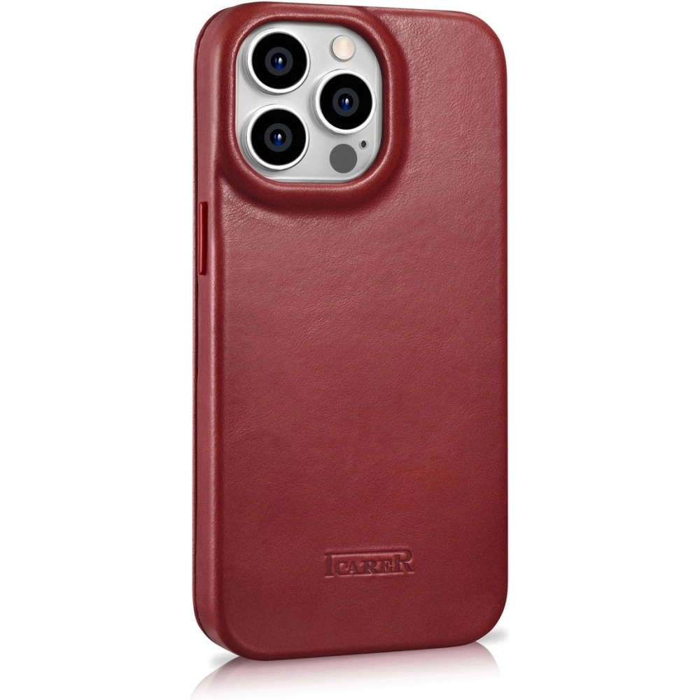 Wholesale iCarer CE Oil Wax Premium Leather Folio MagSafe Apple iPhone 14 Pro Max red - ICR396 - {ean13} - Hurt