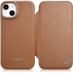 Wholesale iCarer CE Premium Leather Folio MagSafe Apple iPhone 14 brown - ICR398 - {ean13} - Hurt