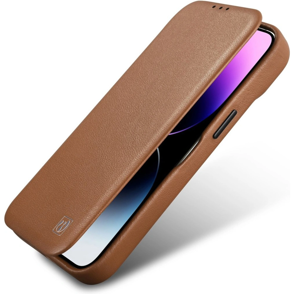 Wholesale iCarer CE Premium Leather Folio MagSafe Apple iPhone 14 brown - ICR398 - {ean13} - Hurt