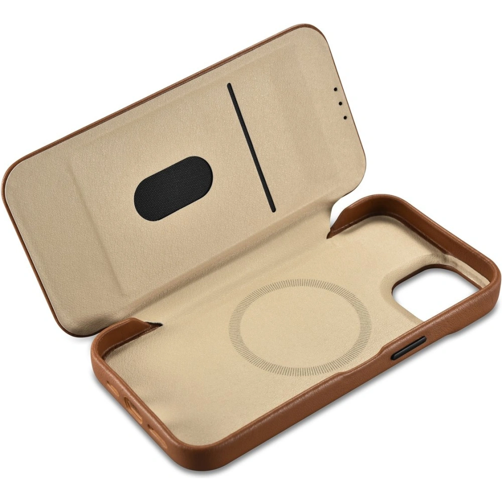 Wholesale iCarer CE Premium Leather Folio MagSafe Apple iPhone 14 brown - ICR398 - {ean13} - Hurt