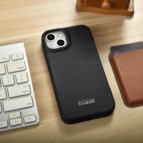 Etui iCarer CE Premium Leather Folio MagSafe Apple iPhone 14 czarny