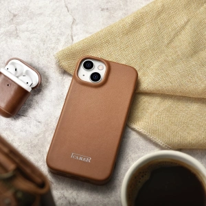 Wholesale iCarer CE Premium Leather Folio MagSafe Apple iPhone 14 brown - ICR398 - {ean13} - Hurt
