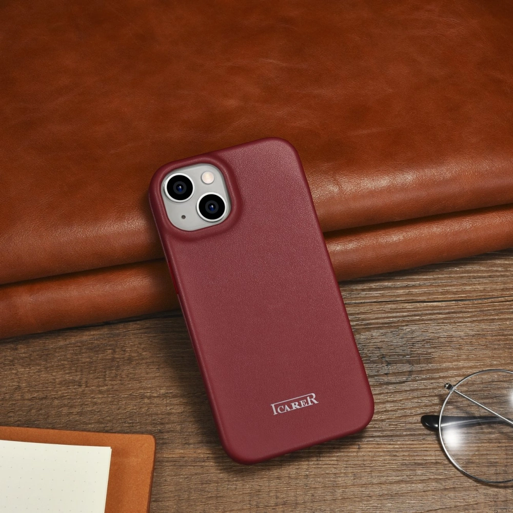 Hurtownia GSM - Case iCarer CE Premium Leder Folio MagSafe Apple iPhone 14 rot - ICR399 - {ean13} - Hurt