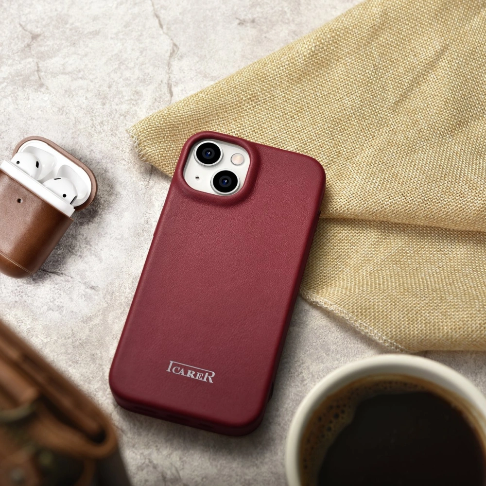 Hurtownia GSM - Case iCarer CE Premium Leder Folio MagSafe Apple iPhone 14 rot - ICR399 - {ean13} - Hurt