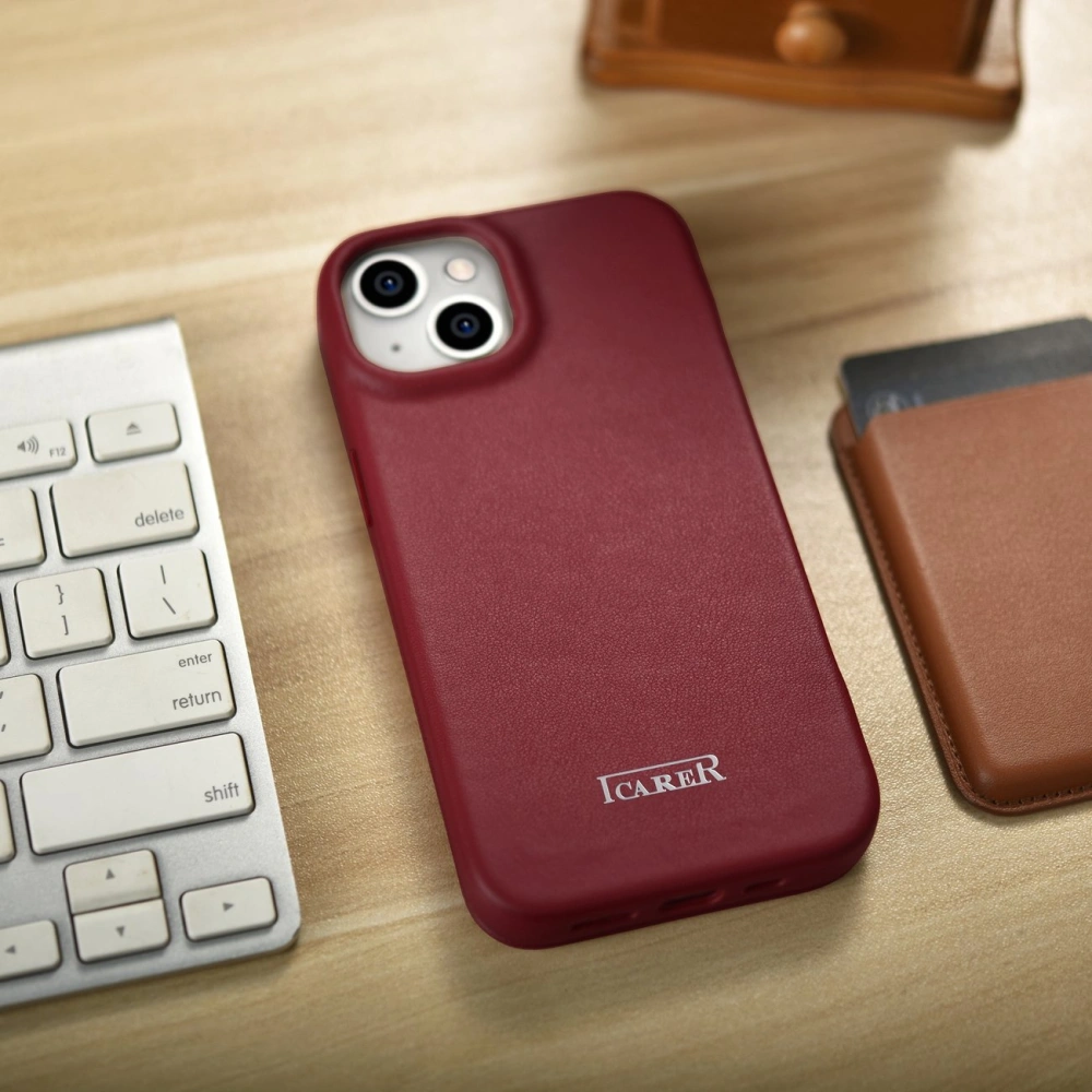 Hurtownia GSM - Case iCarer CE Premium Leder Folio MagSafe Apple iPhone 14 rot - ICR399 - {ean13} - Hurt