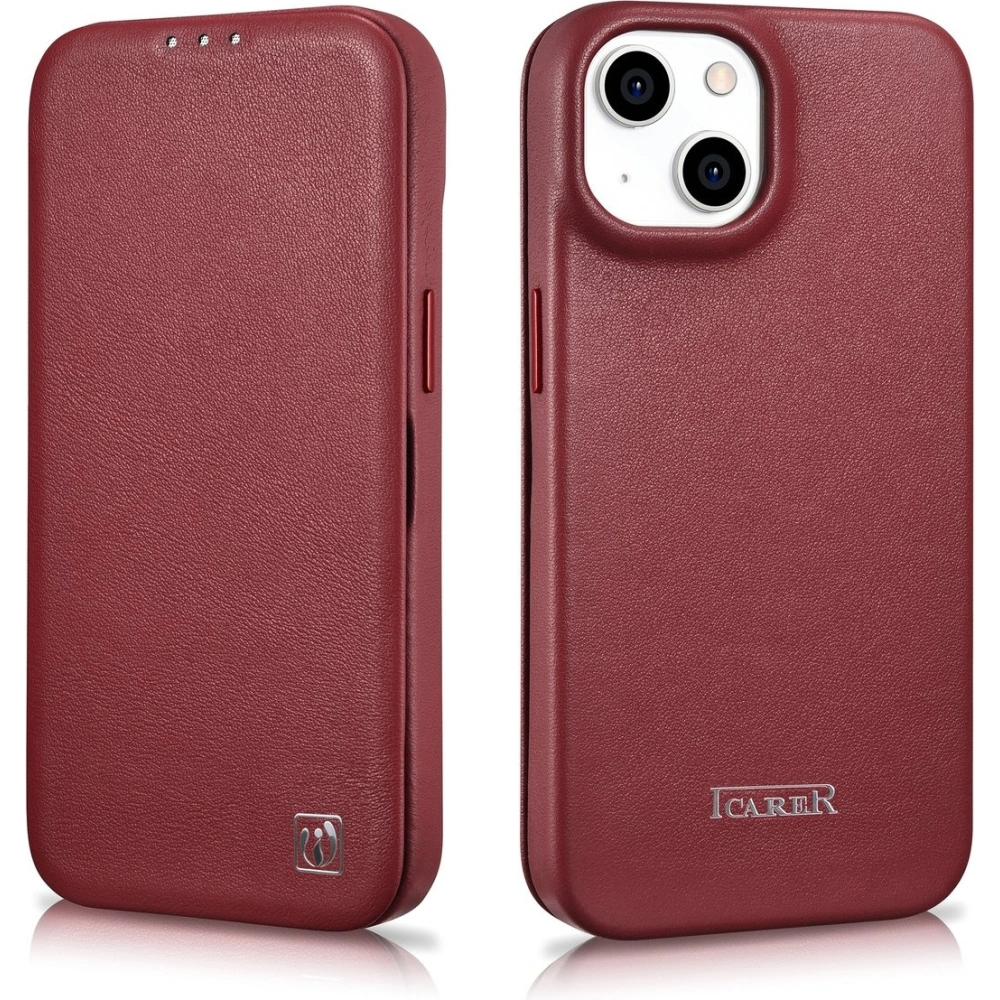 Hurtownia GSM - Etui iCarer CE Premium Bőr Folio MagSafe Apple iPhone 14 piros - ICR399 - {ean13} - Hurt