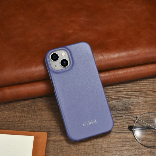 Etui iCarer CE Premium Leather Folio MagSafe Apple iPhone 14 jasnofioletowy