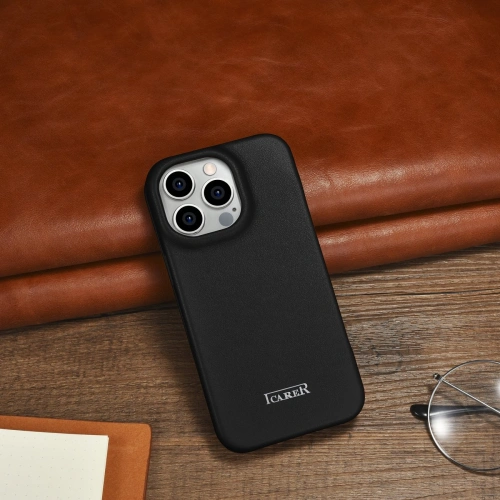 Etui iCarer CE Premium Leather Folio MagSafe Apple iPhone 14 Pro czarny