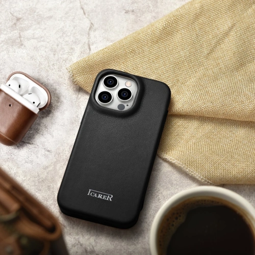 Etui iCarer CE Premium Leather Folio MagSafe Apple iPhone 14 Pro czarny