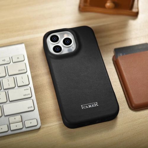 Etui iCarer CE Premium Leather Folio MagSafe Apple iPhone 14 Pro czarny