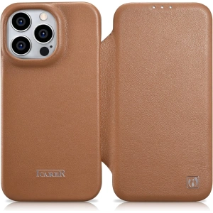 Wholesale iCarer CE Premium Leather Folio MagSafe Apple iPhone 14 Pro brown - ICR404 - {ean13} - Hurt