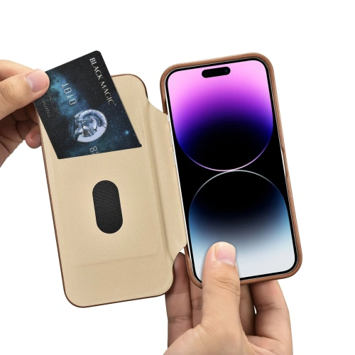 Etui iCarer CE Premium Leather Folio MagSafe Apple iPhone 14 Pro brązowy