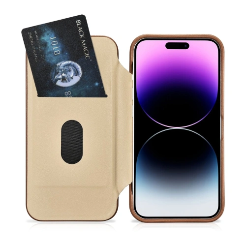 Etui iCarer CE Premium Leather Folio MagSafe Apple iPhone 14 Pro brązowy