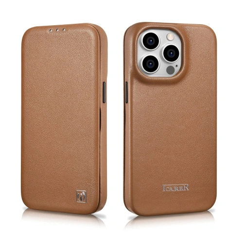 Etui iCarer CE Premium Leather Folio MagSafe Apple iPhone 14 Pro brązowy