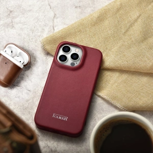 Wholesale iCarer CE Premium Leather Folio MagSafe Apple iPhone 14 Pro red - ICR405 - {ean13} - Hurt