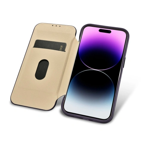 Etui iCarer CE Premium Leather Folio MagSafe Apple iPhone 14 Pro ciemnofioletowy